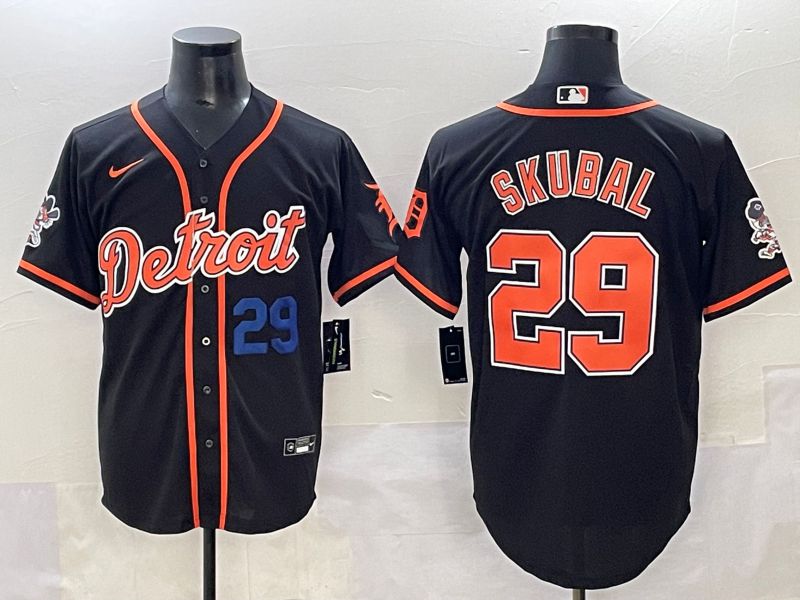 Men 2025 Detroit Tigers #29 Skubal Black Joint Name Nike MLB Jersey style 6